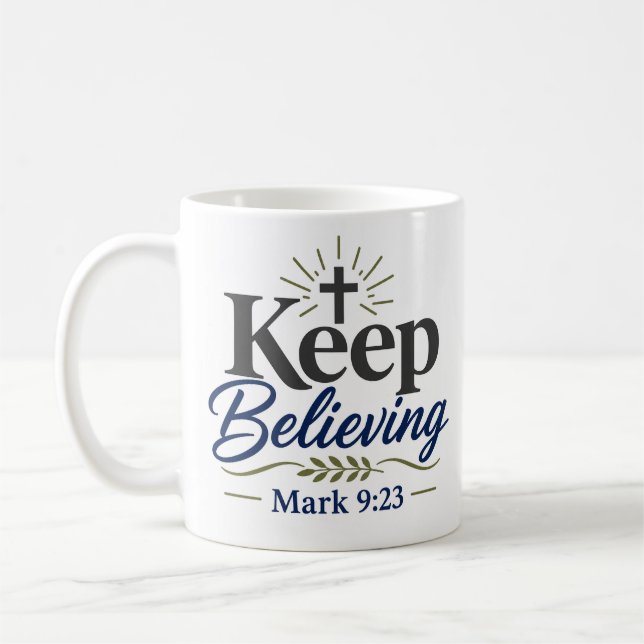 Caneca De Café Devocional Diário de Fé Mantenha a Crença (Esquerda)