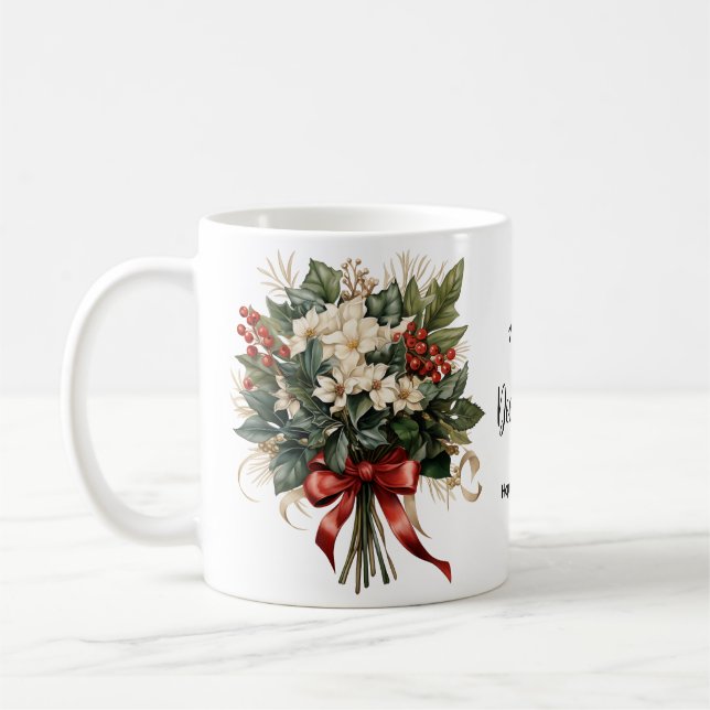 Caneca De Café Dezembro Nascimento Flor Holly (Esquerda)