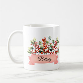 Caneca De Café Dezembro Nascimento Holly Flower Personalizado