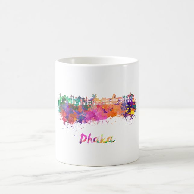 Caneca De Café Dhaka skyline in watercolor (Centro)