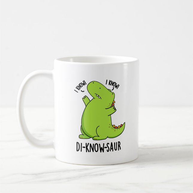 Caneca De Café Di-know-saur Funny Dinosaur Pun (Esquerda)