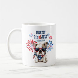 Caneca De Café Dia 4 de Julho da Independência Bulldog Vermelho B