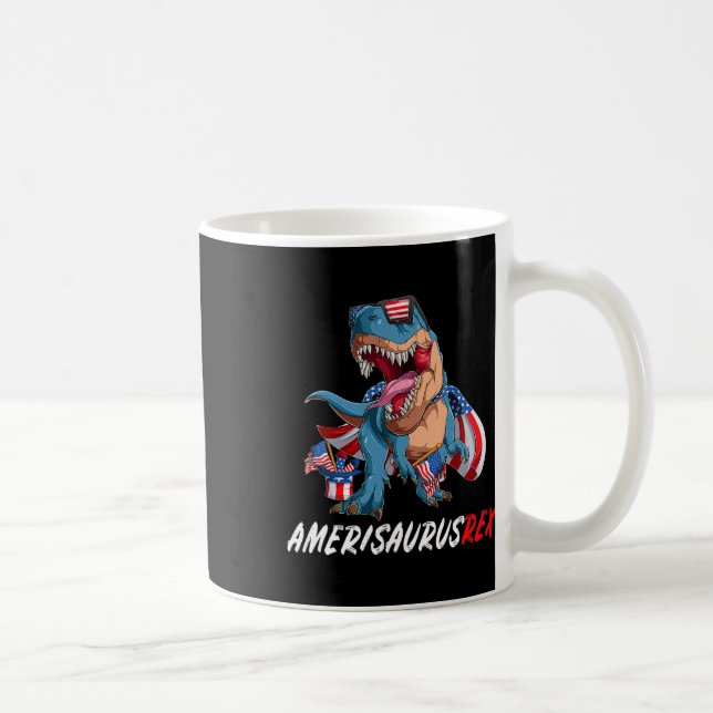 Caneca De Café Dia 4 de julho da Independência do Dinossauro da A (Direita)