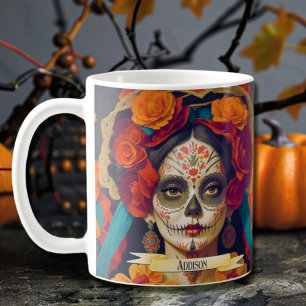 Caneca De Café Dia Da Catrina Dos Mortos 1 Com Texto