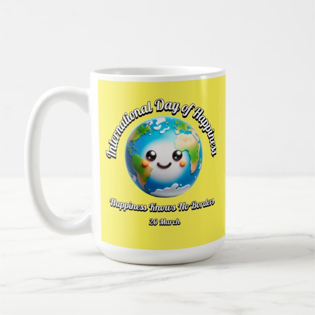 Caneca De Café Dia da Felicidade. Felicidade Não Sabe Fronteiras. (Esquerda)