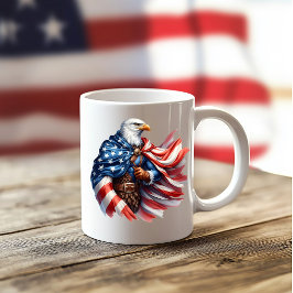 Caneca De Café Dia da Independência Águia Patriótica na Bandeira