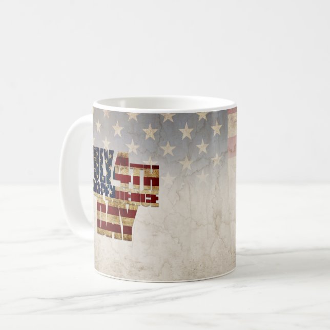 Caneca De Café Dia da Independência de 4 de Julho Projeto de Band (Frente Esquerda)