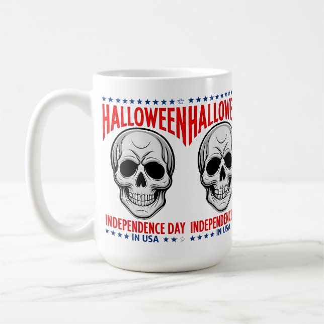 Caneca De Café Dia da Independência do Halloween com o Crânio (Esquerda)