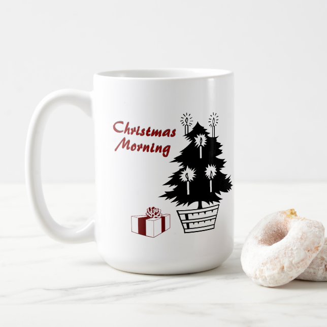Caneca De Café Dia da Manhã de Natal (Com Donut)
