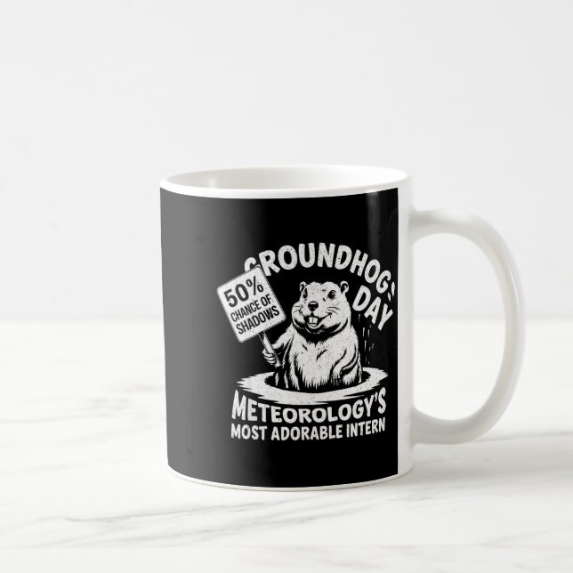 Caneca De Café Dia da Marmota Piada Meteorologia Sarcasmo Engraça (Direita)