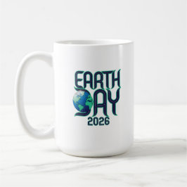 Caneca De Café Dia da Terra 2026 | Design Ecológico de Tipografia