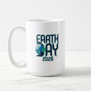 Caneca De Café Dia da Terra 2026 Design Ecológico de Tipografia