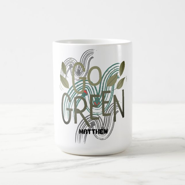 Caneca De Café Dia da Terra, fique verde, arte simples costume el (Centro)