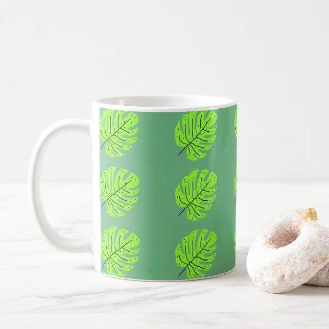 Caneca De Café Dia da Terra Folhas Verdes  (Com Donut)