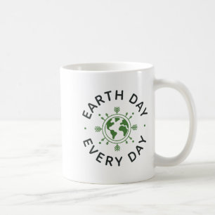 Caneca De Café Dia da Terra Todos os Dias - Design Eco Minimalist