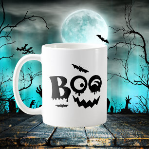 Caneca De Café Dia das Bruxas de Boo Negro e Branco