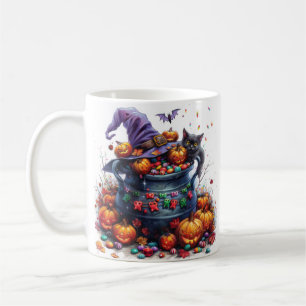 Caneca De Café Dia das Bruxas de Cauldron, Mágico, Cheio de Doces