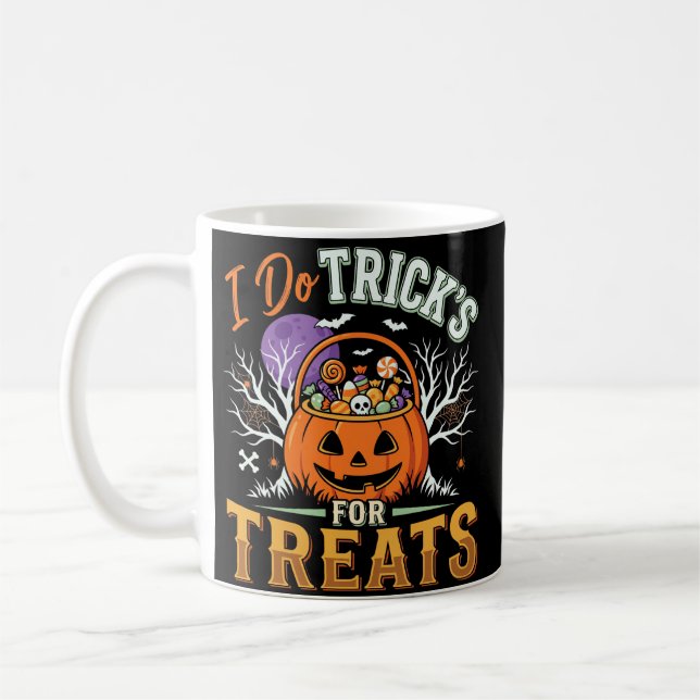 Caneca De Café Dia das Bruxas Eu Faço Truques para Guloseimas Abó (Esquerda)