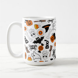 Caneca De Café Dia das Bruxas Negro E Laranja, Spooky