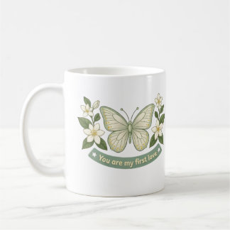 Caneca De Café Dia das Mães - Borboleta Floral do Meu Primeiro Am
