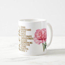 Caneca De Café Dia das Mães com Flor de cravo rosa para a Mamãe