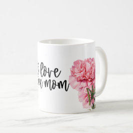 Caneca De Café Dia das Mães com Flor de cravo rosa para a Mamãe