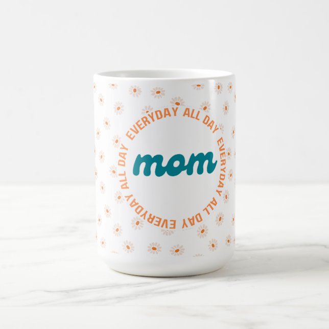 Caneca De Café Dia das Mães com Padrão de Margaridas (Centro)