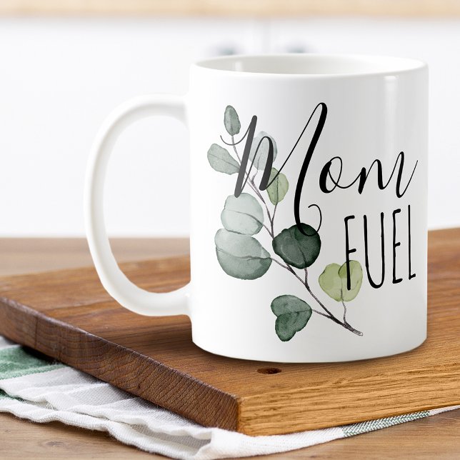 Caneca De Café Dia das Mães Combustível para Mãe Eucalipto (Mother's Day Mom Fuel Eucalyptus Coffee Mug)