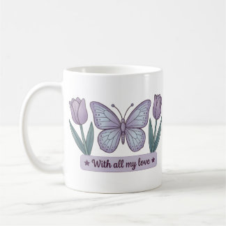 Caneca De Café Dia das Mães Floral - Minhas Tulipas Borboleta do
