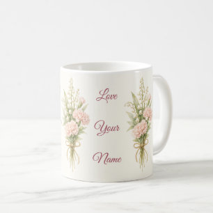 Caneca De Café Dia das Mães Floral Personalizado Melhor Mãe do Mu