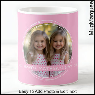 Caneca De Café Dia das Mães, Mamãe, Foto Rosa Bonito Personalizad