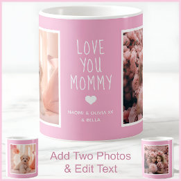 Caneca De Café Dia das Mães Moderno Rosa Mensagem de Foto Persona