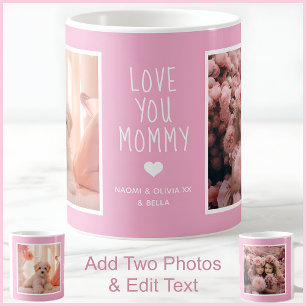 Caneca De Café Dia das Mães Moderno Rosa Mensagem de Foto Persona