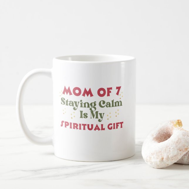 Caneca De Café Dia das Mães ou Aniversário, Mãe de 7 (Com Donut)