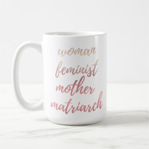 Caneca De Café Dia das Mães Tipografia Feminista Dourado Rosa