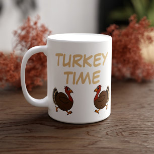 Caneca De Café Dia de Ação de Graças à Turquia Tempo Engraçado Pá
