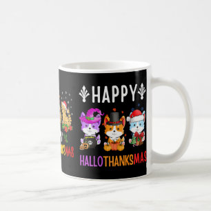 Caneca De Café Dia de Ação de Graças de Halloween Cheetah Cat Hal