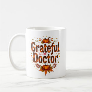 Caneca De Café Dia de Ação de Graças do Médico Grato Personalizad