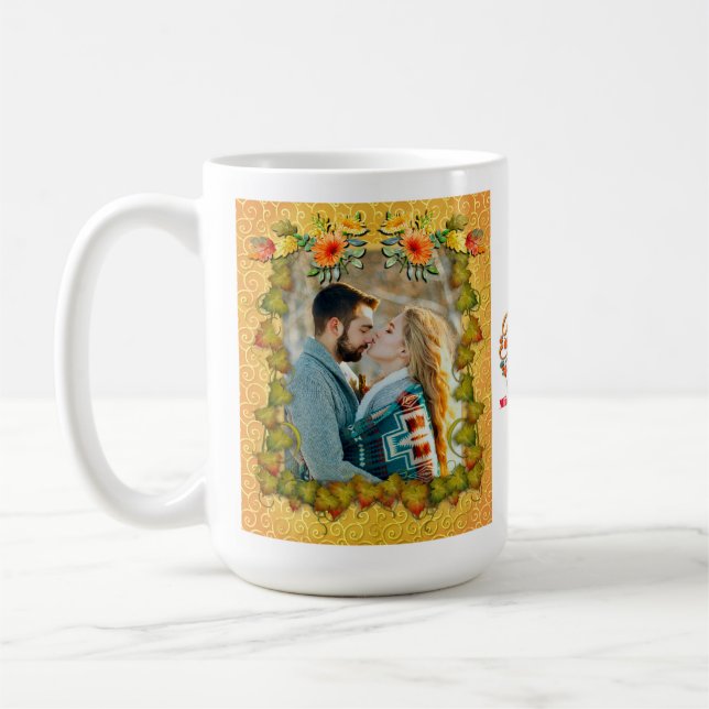 Caneca De Café Dia de Ação de Graças, Folhas de Bordo, abóboras e (Esquerda)