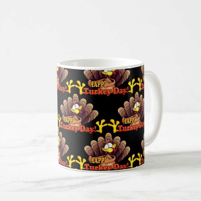 Caneca De Café Dia de Ação de Graças Mug-Turkey (Frente Esquerda)