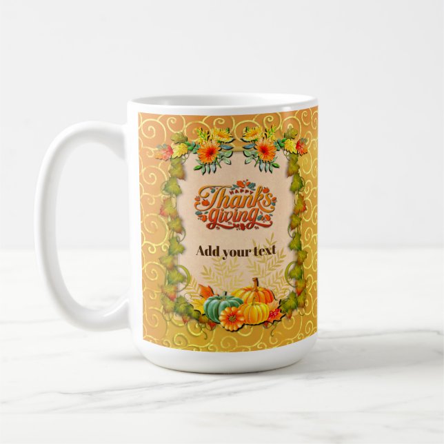 Caneca De Café Dia de Ação de Graças Outono Folhas de Bordo e abó (Esquerda)