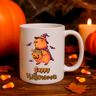 Caneca De Café Dia de as Bruxas engraçado Capybara "Cappy Hallowe