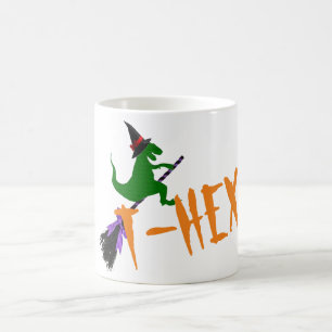 Caneca De Café Dia de as Bruxas engraçado de bruxa T-hex T-rex as