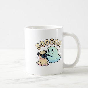 Caneca De Café Dia de as Bruxas engraçado Ghost Pug Boop Bobo Pup