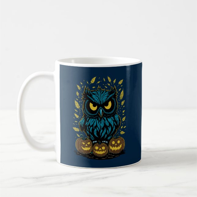 Caneca De Café Dia de as Bruxas engraçado Owl (Esquerda)