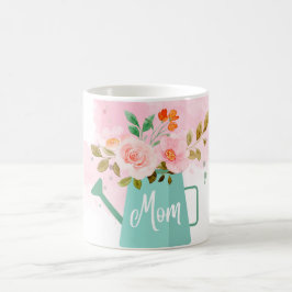 Caneca De Café Dia de as mães com lata de água e flores
