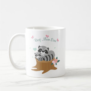 Caneca De Café Dia de as mães da mãe e do bebê Raccoons