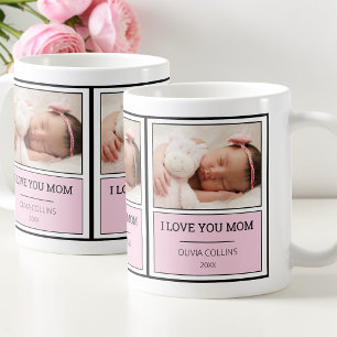 Caneca De Café Dia de as mães de Bebê Personalizado Rosa Moderno