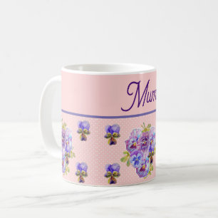 Caneca De Café Dia de as mães de Mãe floral cor-de-rosa brilhante