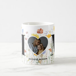 Caneca De Café Dia de as mães de Nome de Foto do Coração de Flore